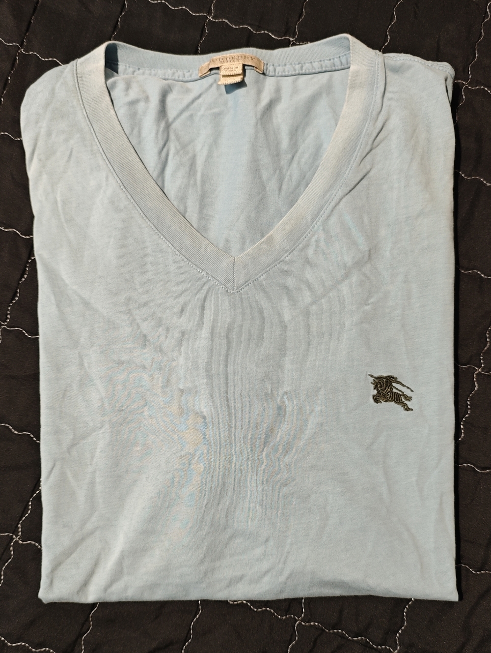 Burberry Brit Men's Short Sleeve V-Neck T-shirt Light Blue Size XXL